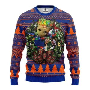 New York Islanders Groot Hug Ugly Christmas Sweater, NHL Christmas Sweater