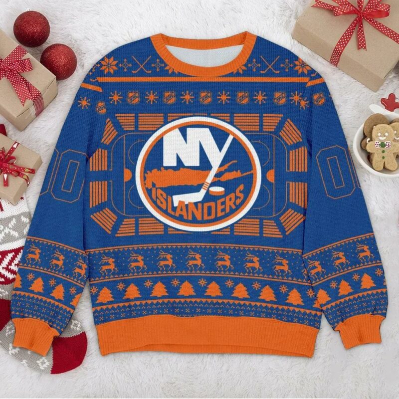 New York Islanders NHL Custom Ugly Christmas Sweater, NHL Christmas Sweater