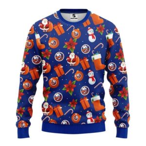 New York Islanders Santa Claus Snowman Ugly Christmas Sweater, NHL Christmas Sweater
