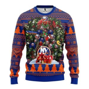 New York Islanders Tree Christmas Ugly Sweater, NHL Christmas Sweater