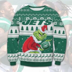 New York Jets Grinch Stolen Christmas Ugly Sweater, NFL Christmas Sweater