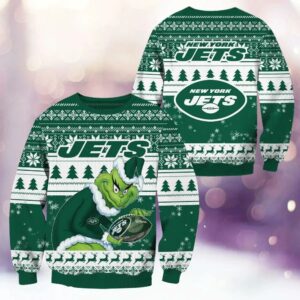 New York Jets Grinch Stolen Ugly Christmas Sweater, NFL Christmas Sweater