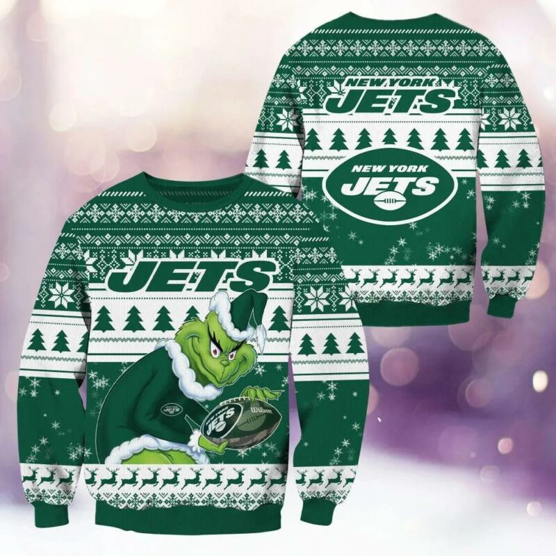 New York Jets Grinch Stolen Ugly Christmas Sweater, NFL Christmas Sweater