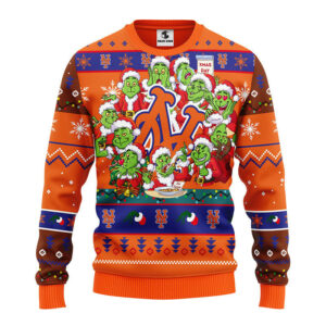 New York Mets 12 Grinch Xmas Day Ugly Christmas Sweater