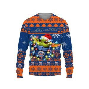 New York Mets Baby Yoda Star Wars Ugly Christmas Sweater, MLB Christmas Sweater
