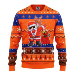 New York Mets Dabbing Santa Claus Ugly Christmas Sweater, MLB Christmas Sweater