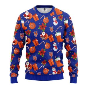 New York Mets Santa Claus Snowman Ugly Christmas Sweater, MLB Christmas Sweater