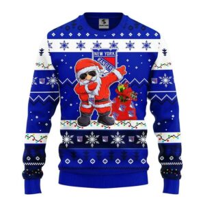 New York Rangers Dabbing Santa Claus Ugly Christmas Sweater, NHL Christmas Sweater