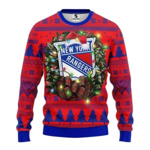 New York Rangers Santa Hat Ugly Christmas Sweater, NHL Christmas Sweater
