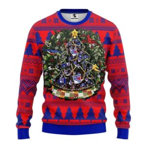 New York Rangers Tree Ball Ugly Christmas Sweater, NHL Christmas Sweater