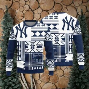 New York Yankees Teams Snowflakes Pattern Knitted Ugly Christmas Sweater, MLB Christmas Sweater