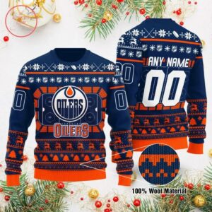 Nhl Edmonton Oilers Personalized Ugly Christmas Sweater, NHL Christmas Sweater