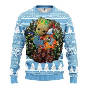 North Carolina Tar Heels Groot Hug Ugly Christmas Sweater, NCAA Christmas Sweater
