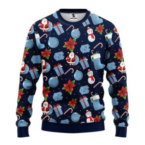 North Carolina Tar Heels Santa Claus Snowman Ugly Christmas Sweater, NCAA Christmas Sweater