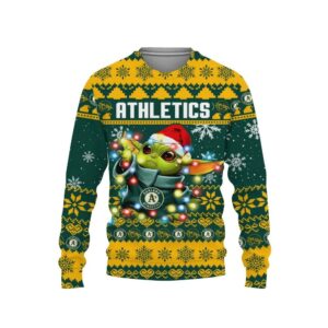Oakland Athletics Baby Yoda Star Wars Ugly Christmas Sweater, MLB Christmas Sweater