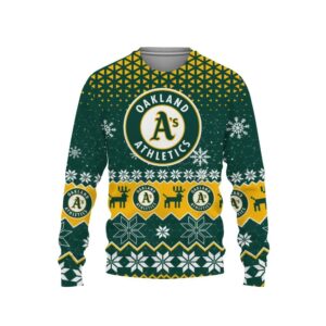 Oakland Athletics Big Logo Ugly Christmas Sweater, MLB Christmas Sweater
