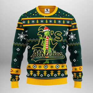 Oakland Athletics Funny Grinch Ugly Christmas Sweater