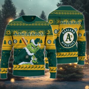 Oakland Athletics Grinch Stolen Ugly Christmas Sweater, MLB Christmas Sweater