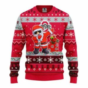 Ohio State Buckeyes Dabbing Santa Claus Ugly Christmas Sweater, NCAA Christmas Sweater