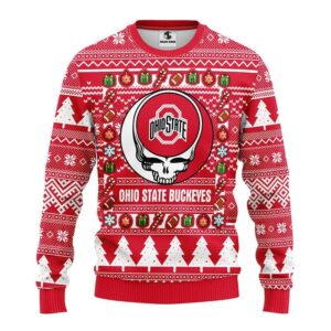 Ohio State Buckeyes Grateful Dead Ugly Christmas Sweater, NCAA Christmas Sweater