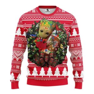 Ohio State Buckeyes Groot Hug Ugly Christmas Sweater, NCAA Christmas Sweater