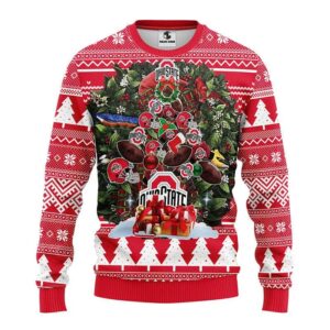 Ohio State Buckeyes Tree Ball Ugly Christmas Sweater, NCAA Christmas Sweater