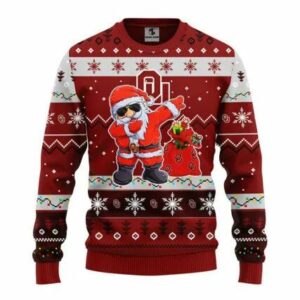 Oklahoma Sooners Dabbing Santa Claus Ugly Christmas Sweater, NCAA Christmas Sweater