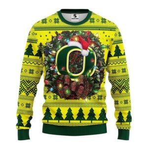 Oregon Ducks Santa Hat Ugly Christmas Sweater, NCAA Christmas Sweater