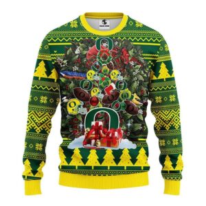 Oregon Ducks Tree Ugly Christmas Sweater, NCAA Christmas Sweater