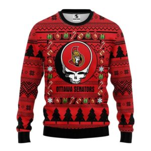 Ottawa Senators Grateful Dead Ugly Christmas Sweater, NHL Christmas Sweater