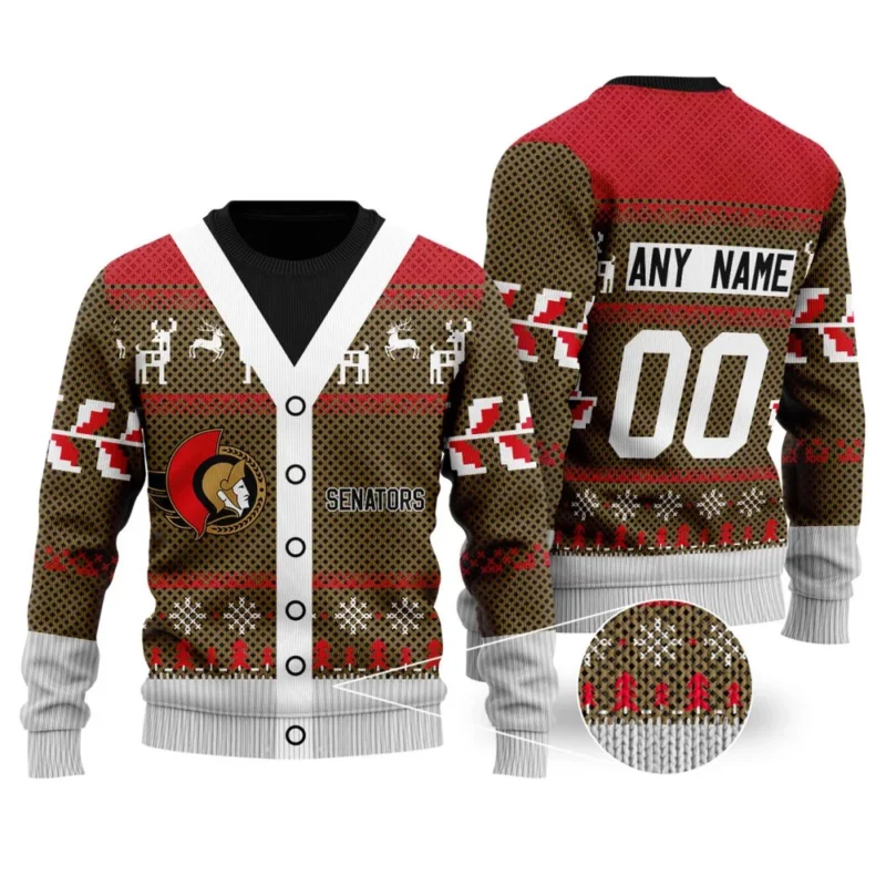 NHL Ottawa Senators | Personalized Name &amp; Number Unisex Sweater For Christmas Season