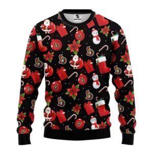 Ottawa Senators Santa Claus Snowman Ugly Christmas Sweater, NHL Christmas Sweater
