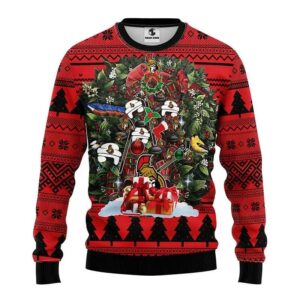 Ottawa Senators Tree Christmas Ugly Sweater, NHL Christmas Sweater