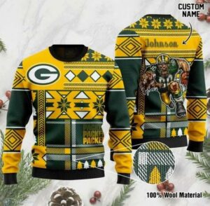 Personalized Green Bay Packers Ugly Christmas Sweater, NFL Christmas Sweater