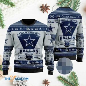 Personalized Ugly Christmas Sweater Dallas Cowboys, Dallas Cowboys Ugly Christmas Sweater