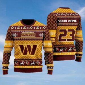 Personalized Washington Commanders Commanders Ugly Christmas Sweater, NFL Christmas Sweater