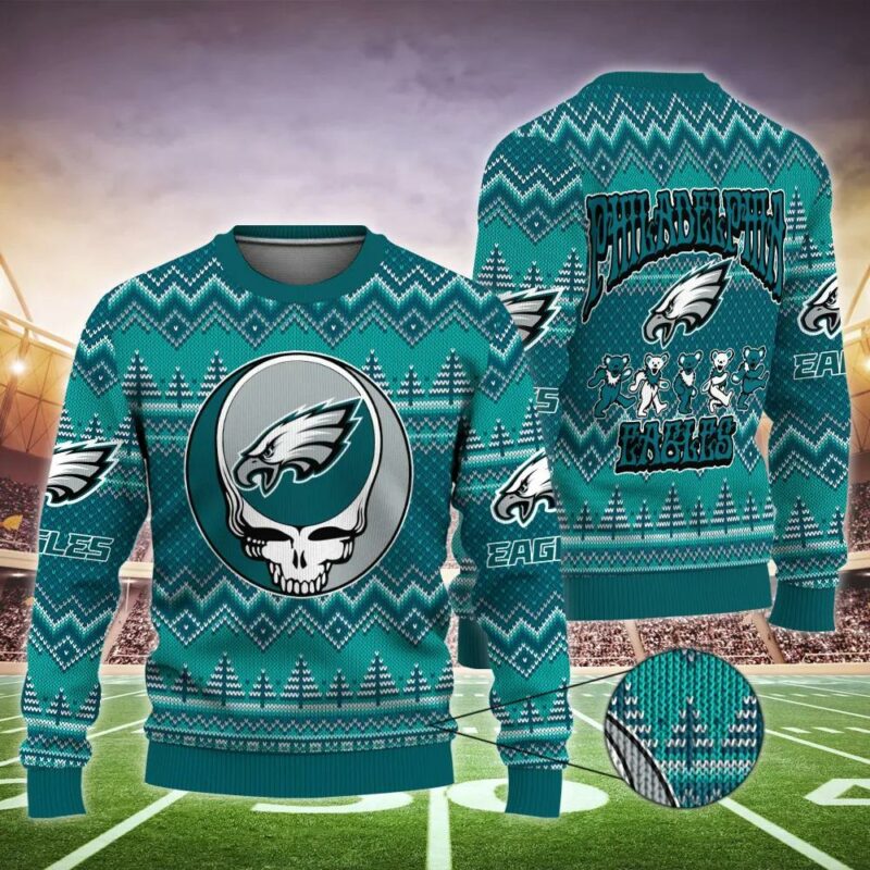 Philadelphia Eagles Grateful Ugly Sweater, NFL Christmas Sweater