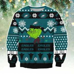Philadelphia Eagles Grinch Cute Ugly Christmas Sweater, NFL Christmas Sweater