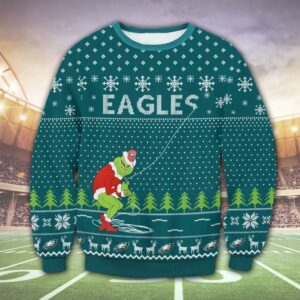 Philadelphia Eagles Grinch Funny Ugly Christmas Sweater, NFL Christmas Sweater