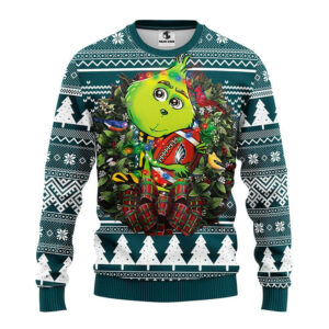 Philadelphia Eagles Grinch Hug Ugly Christmas Sweater