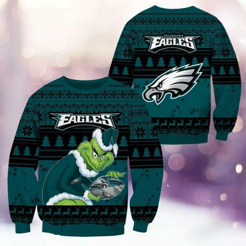 Philadelphia Eagles Grinch Stolen Ugly Christmas Sweater, NFL Christmas Sweater