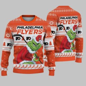 Philadelphia Flyers Grinch Stolen Ugly Christmas Sweater, NHL Christmas Sweater