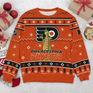 Philadelphia Flyers NHL Grinch Ugly Christmas Sweater, NHL Christmas Sweater