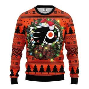 Philadelphia Flyers Santa Hat Ugly Christmas Sweater, NHL Christmas Sweater