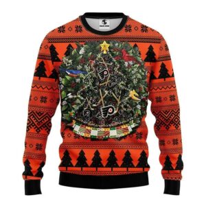 Philadelphia Flyers Tree Ball Ugly Christmas Sweater, NHL Christmas Sweater