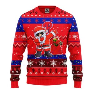 Philadelphia Phillies Dabbing Santa Claus Ugly Christmas Sweater, MLB Christmas Sweater
