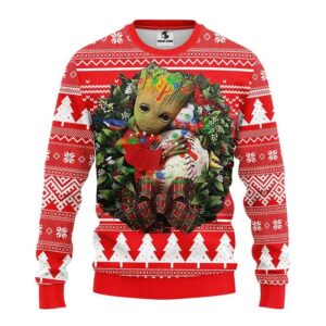 Philadelphia Phillies Groot Hug Ugly Christmas Sweater, MLB Christmas Sweater