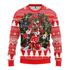 Philadelphia Phillies Tree Christmas Ugly Sweater, MLB Christmas Sweater