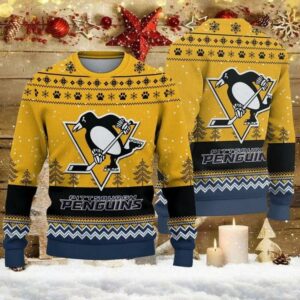 Pittsburgh Penguins Big Logo Ugly Christmas Sweater, NHL Christmas Sweater