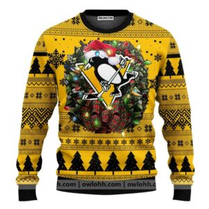 Pittsburgh Penguins Santa Hat Ugly Christmas Sweater, NHL Christmas Sweater